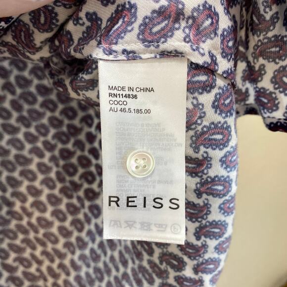 REISS Coco Printed Border Paisley Shirt Lighweight Loose Size 6 Professional - Picture 8 of 9